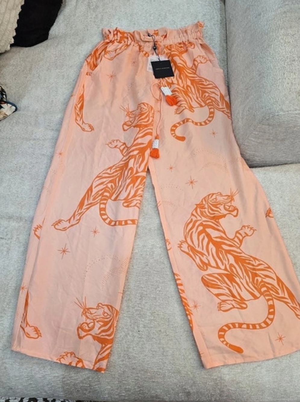 America & Beyond Apricot Wash Tiger Trouser Wide Leg Orange Tiger Small